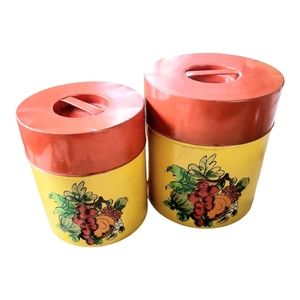 Vintage MCM HH Nesting Canister Tins Set Of 2